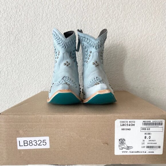 Lane COSSETTE Womens Cowboy Booties 8 Blue Cowgirl Western Boots Short Ankle - Picture 10 of 11